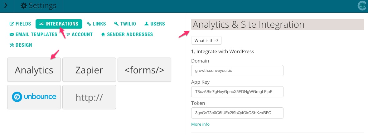 ConveYour API Credentials in Settings